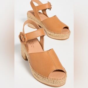 Naguisa FUMAROLA Espadrille Wedge Sandals light camel brown 37 Spain leather 7